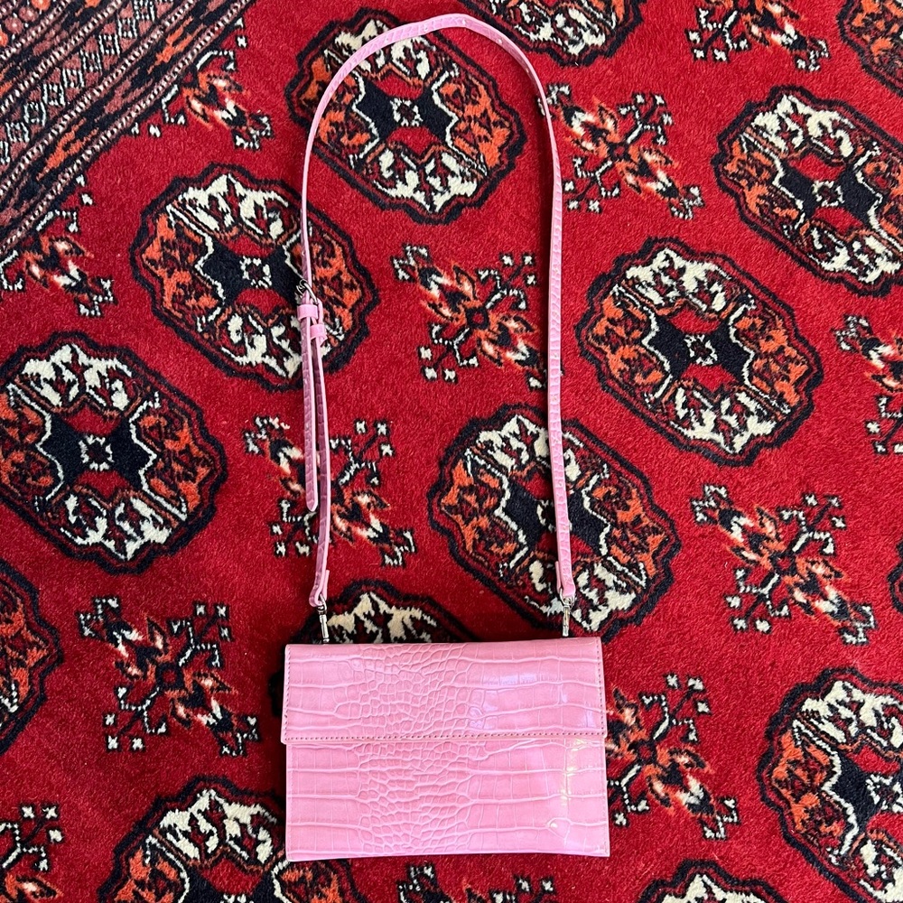 Pink Crocodile Crossbody Bag